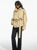 Stand Collar Belted Trench Coat