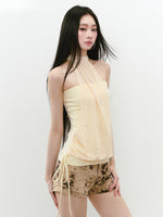 Strapless Halter Shimmery Mesh - Spliced Vest