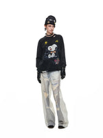 Lace Printed Wide Leg Jeans