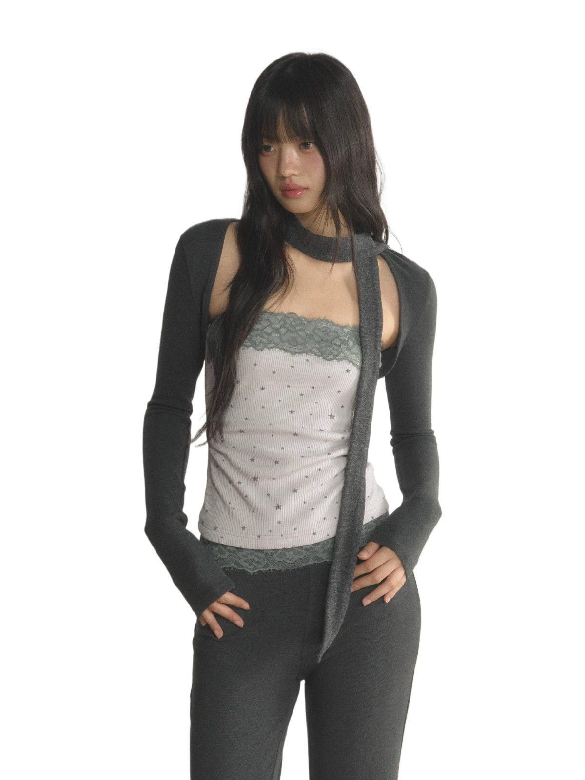 Lace Trim Bandeau &amp; Shrug Set