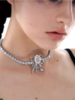 Vintage Bow Pearl Zircon Choker