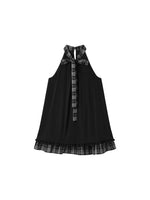 Black Ruffle Plaid Halter Dress