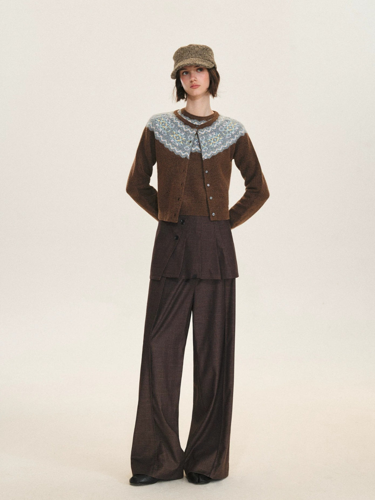 Detachable Overlay Wide Leg Pants
