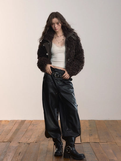 High-Neck Faux Fur Jacket