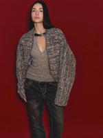 Wool Diamond-Stitch Tweed Jacket