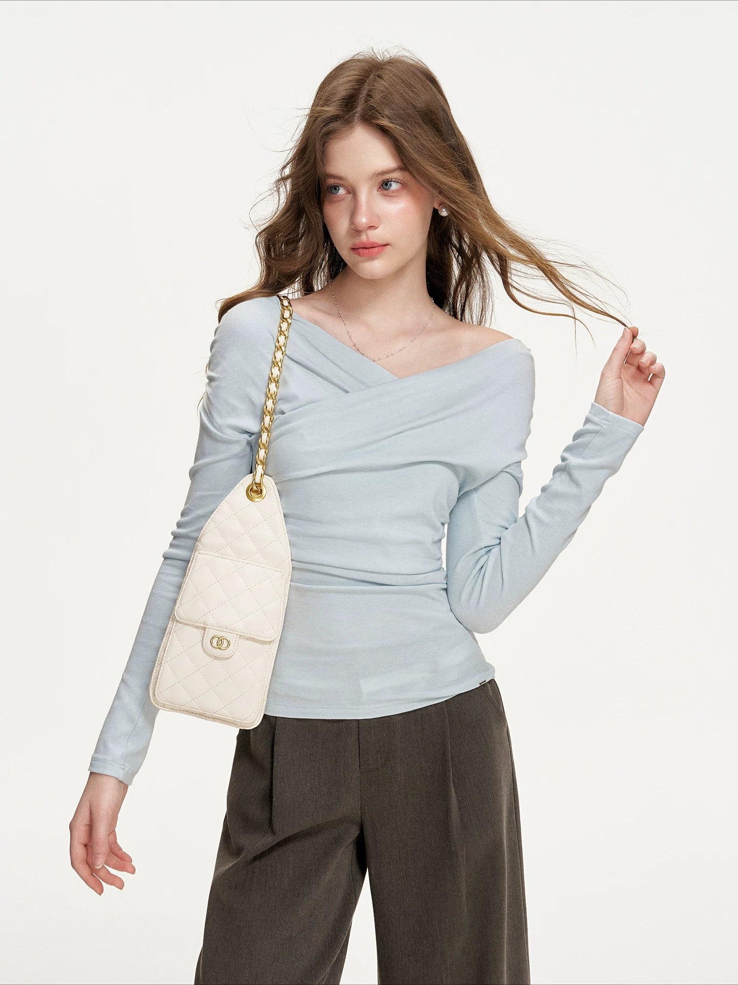 Cross-Neck Off-Shoulder Top