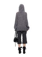 Hooded Mohair Blend Knit Cardigan