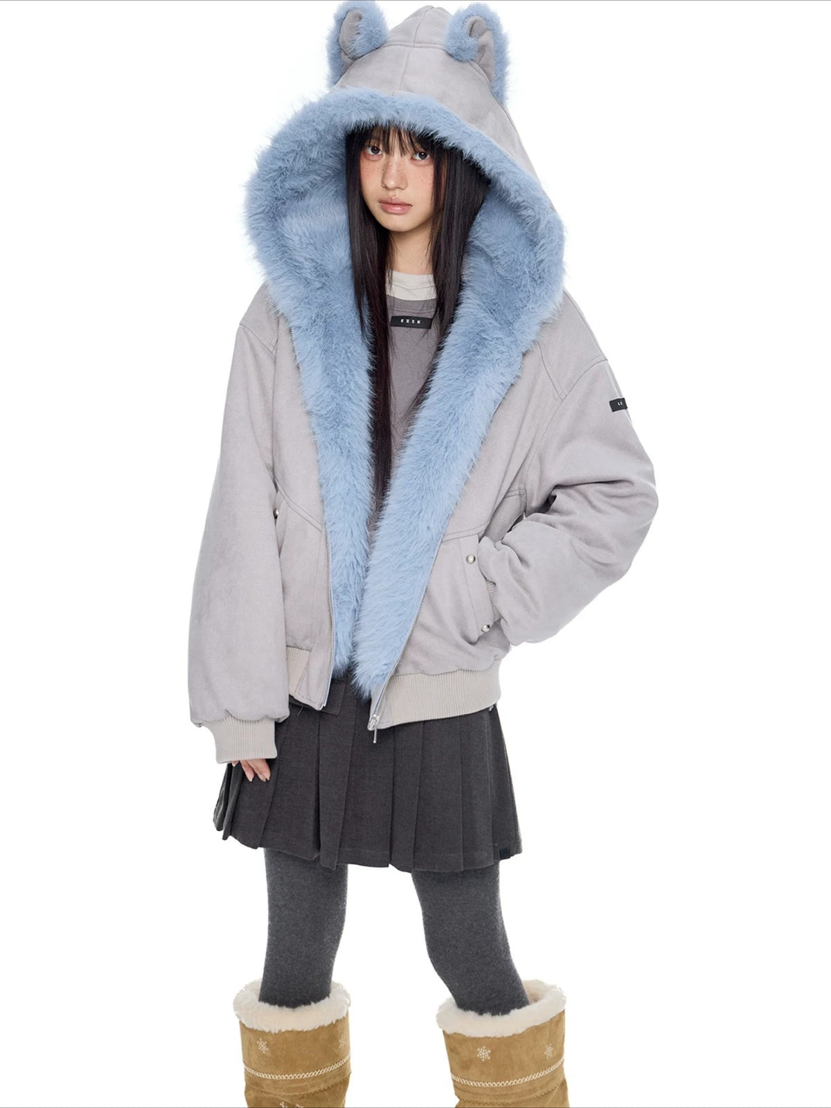 Faux Suede Cat Ear Jacket