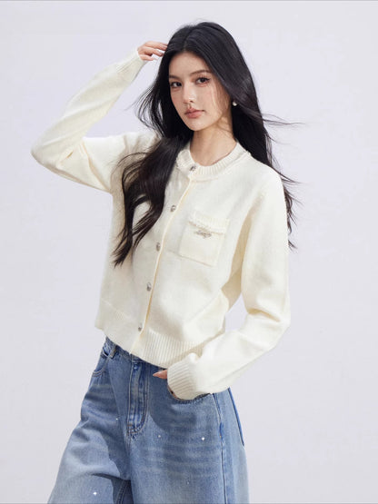 Beige &amp; Blue Lurex Knit Sweater