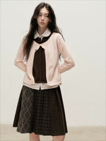 Plaid Collar Layered Knit Top