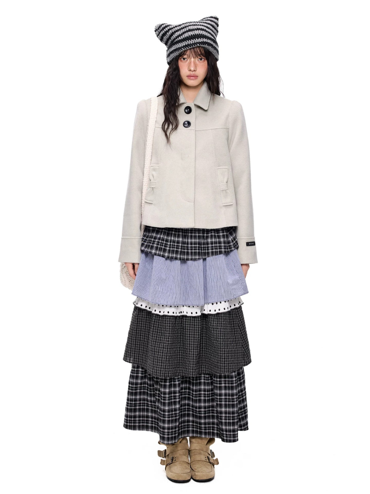 Korean Wool Blend Short Coat