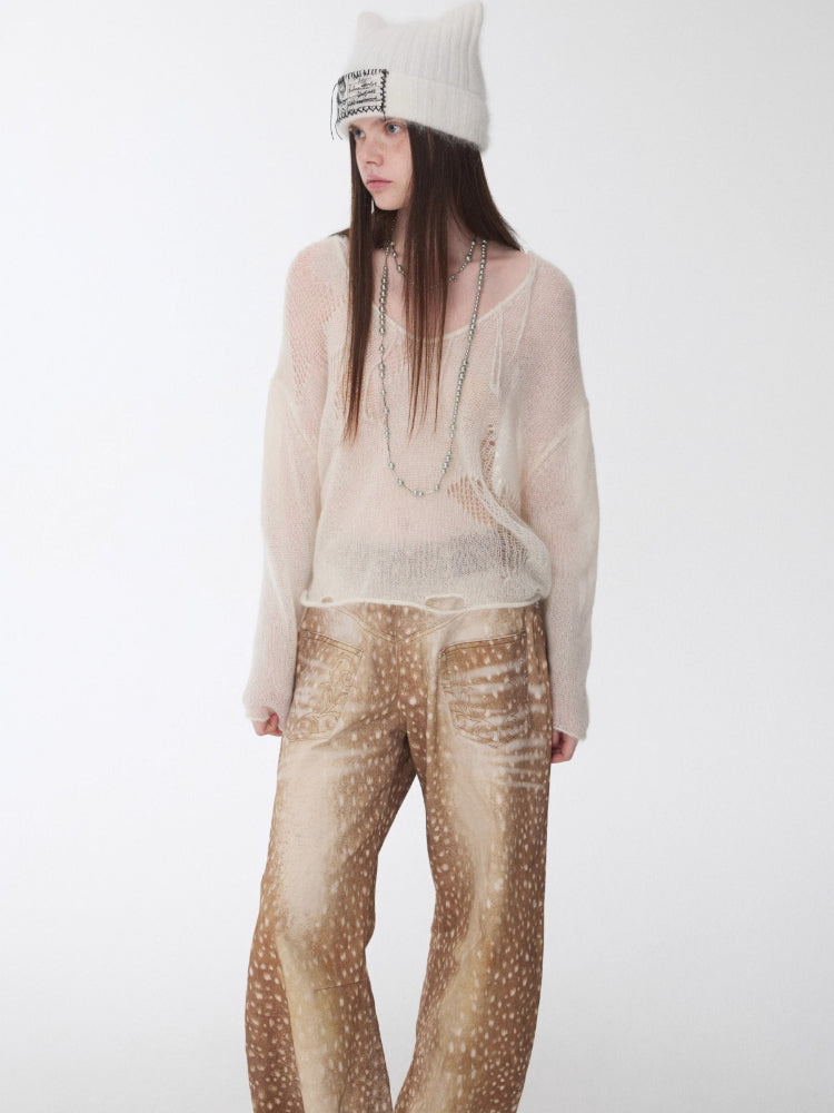 Mohair Star Cutout Sweater