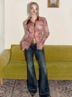 Low-Rise Washed Blue Flare Jeans