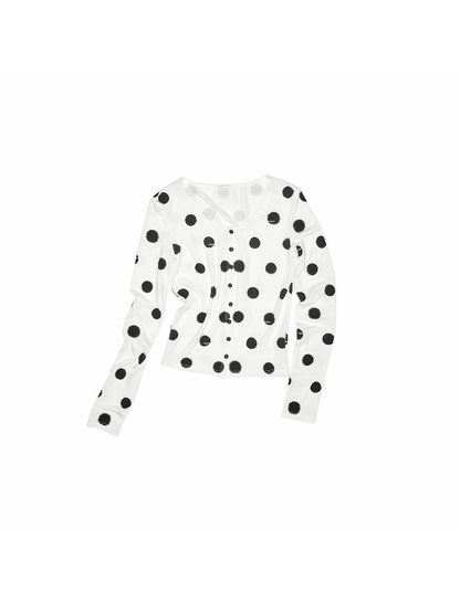 Polka Dot Contrast Knit Cardigan &amp; Lounge Pants Set