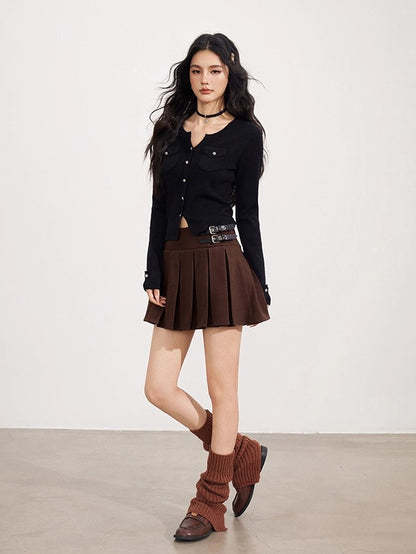 Wool-Blend Flower-shaped Buttons Cardigan