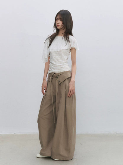 Lyocell Cotton Wide-Leg Casual Pants
