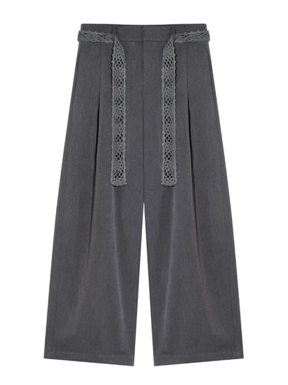 Crochet Belt Pleated Trousers