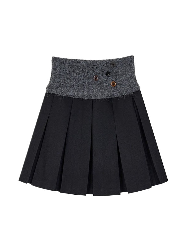 Plaid Wool Pleated Mini Skirt