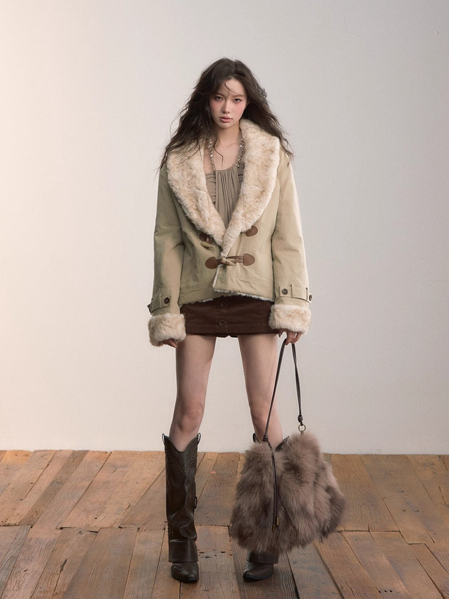 Reversible Eco-Faux Fur Toggle Coat