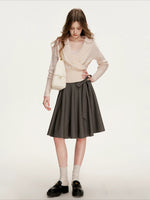 Gray Bow-Tie A-Line Skirt
