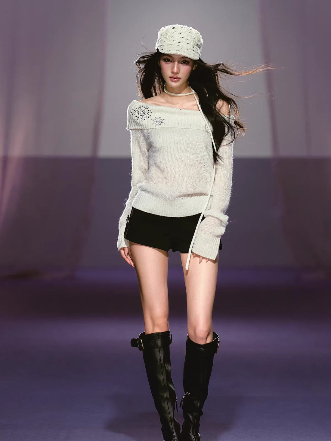 Black Mini Tweed Shorts