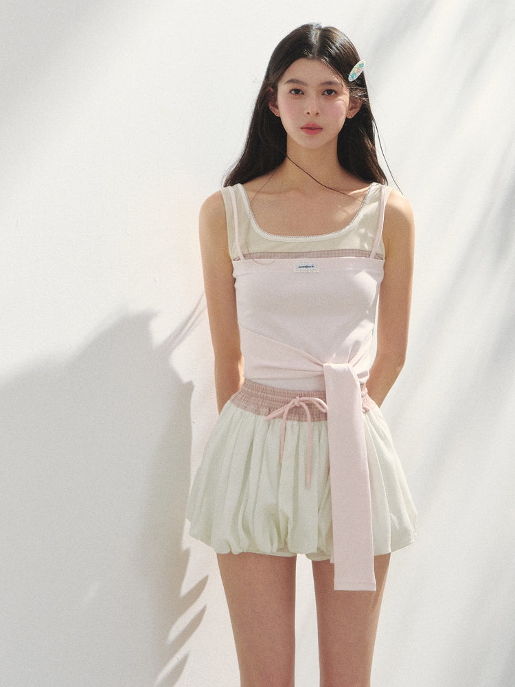 Color-Blocked Lyocell Bubble Skirt