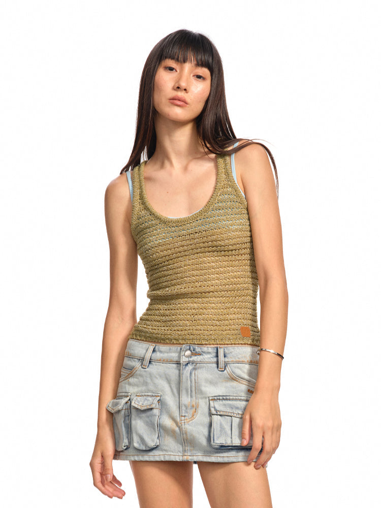 Knitted Hollow -Out Sling Vest