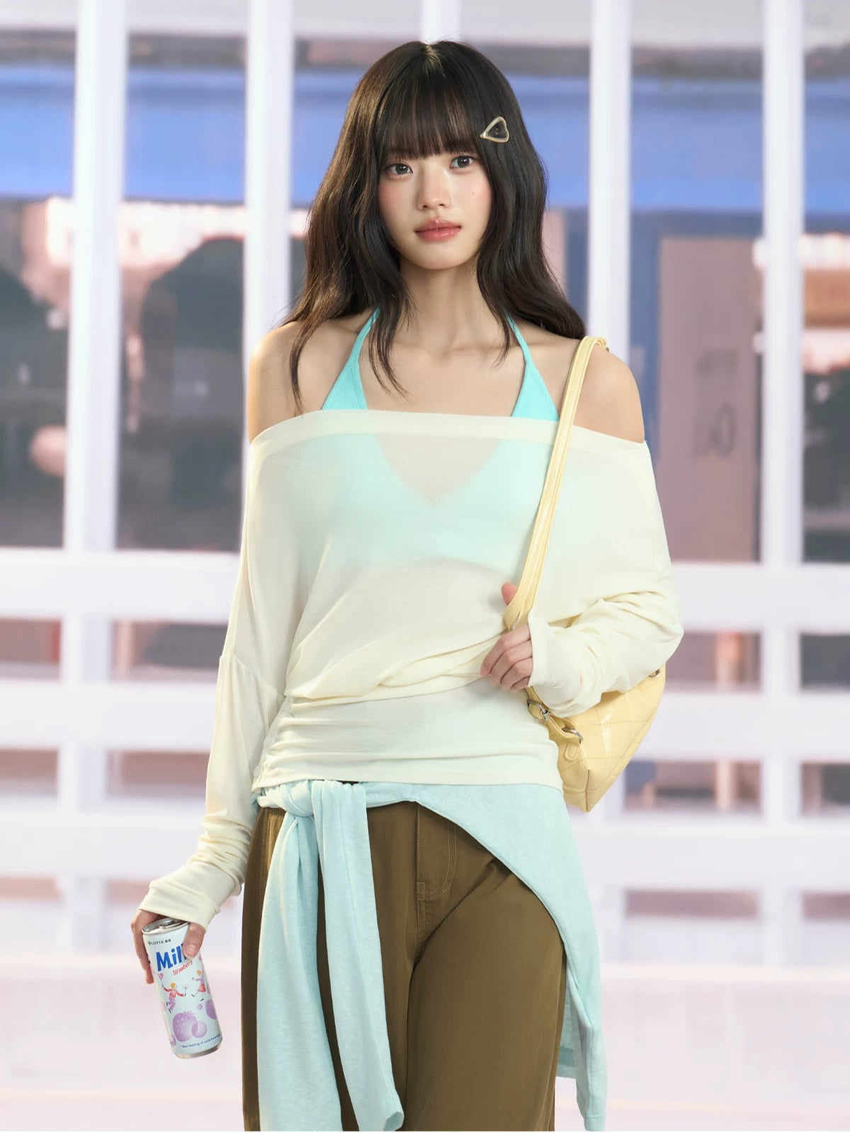 Apricot Off Shoulder Cover Up