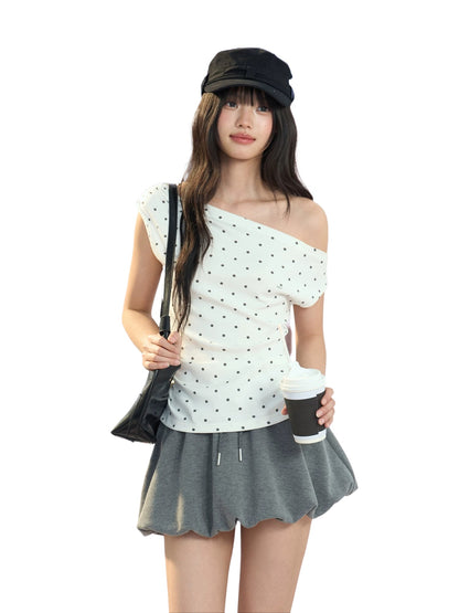 Asymmetric Polka Dot Top