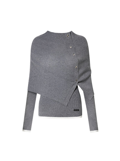 Detachable Cape Turtleneck Knit