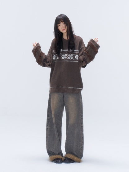 Fleece-Cuffed Vintage Wash Jeans