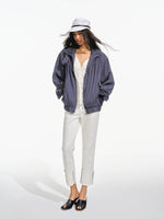 Lyocell Stand Collar Cocoon Jacket