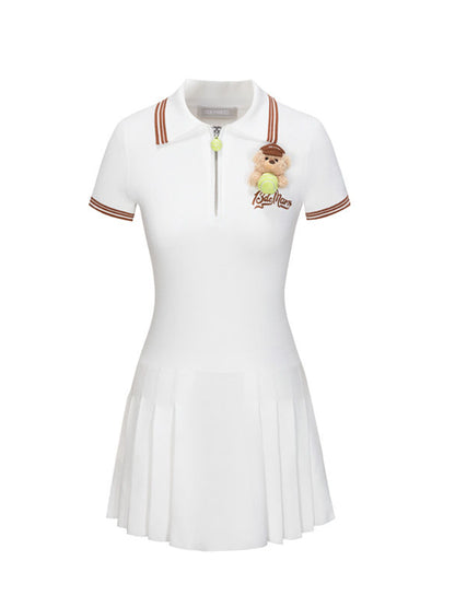 Tennis Polo-Neck Slim Fit Pleated Dress