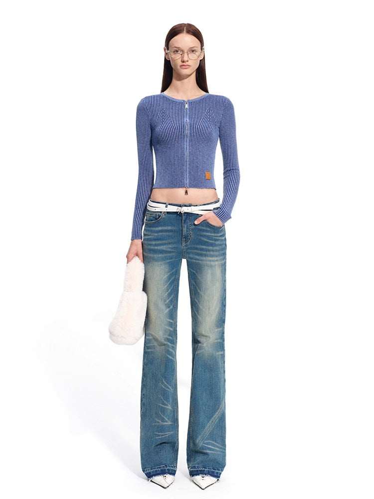 "Savanna Series" Plains Washed Denim Straight-Leg Jeans