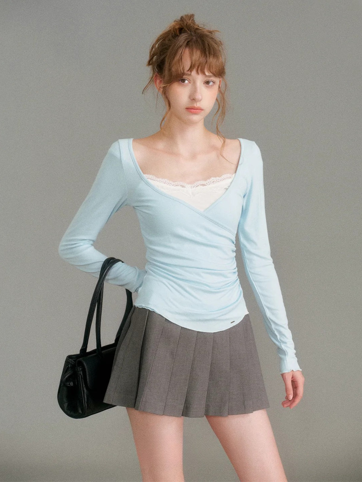 Lace Layered V Neck Top