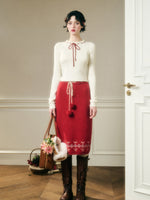 Warm Fabric Color Block Sweater & Skirt Set