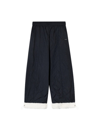 Raw-Hem Patchwork Wide-Leg Pants