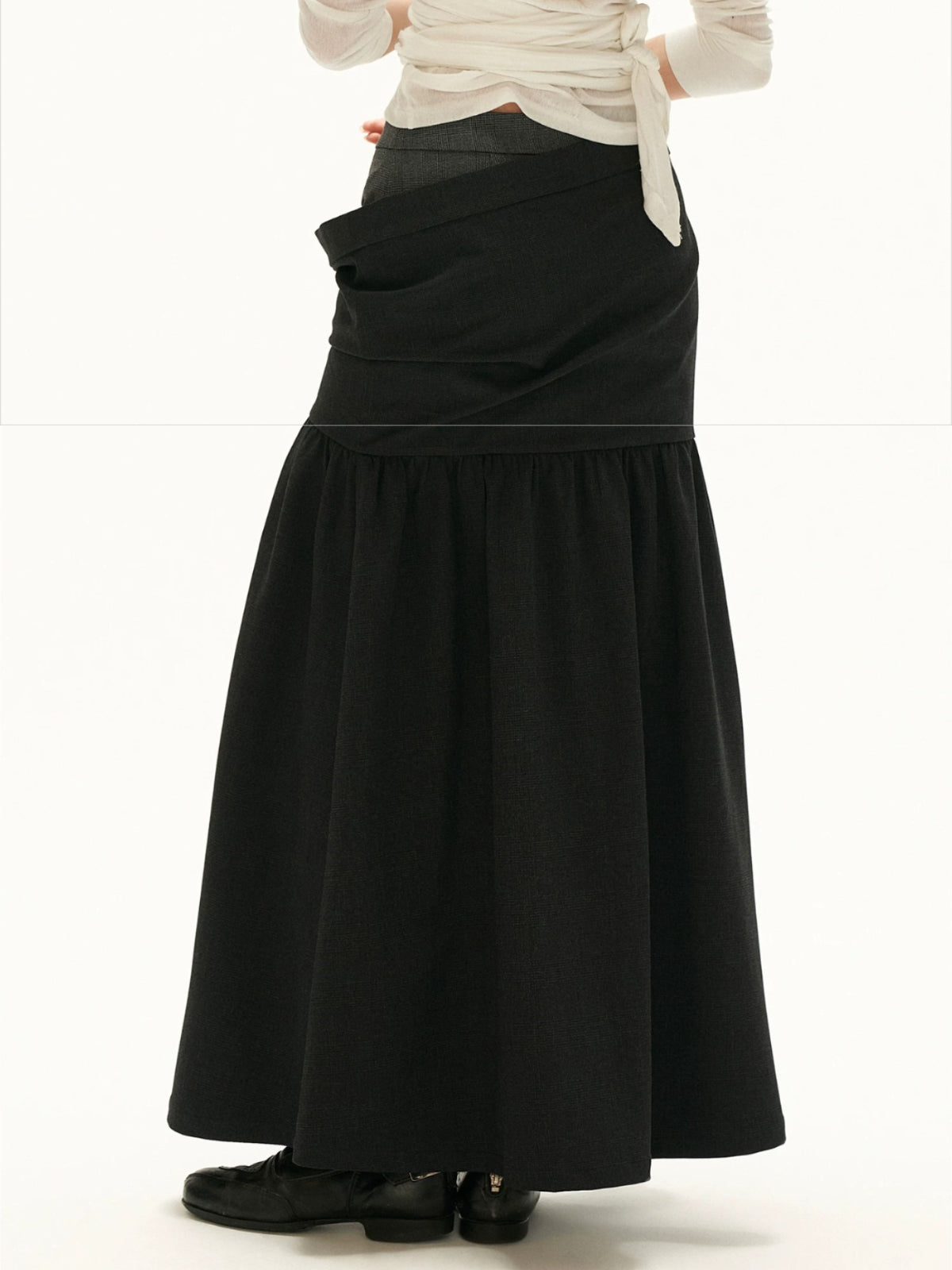 Vintage Plaid Layered Maxi Skirt