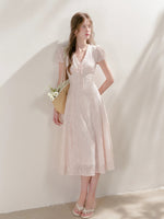 Pink Embroidered Lace Dress