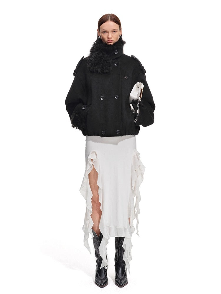 Polar Shearling Collar Wool Jacket