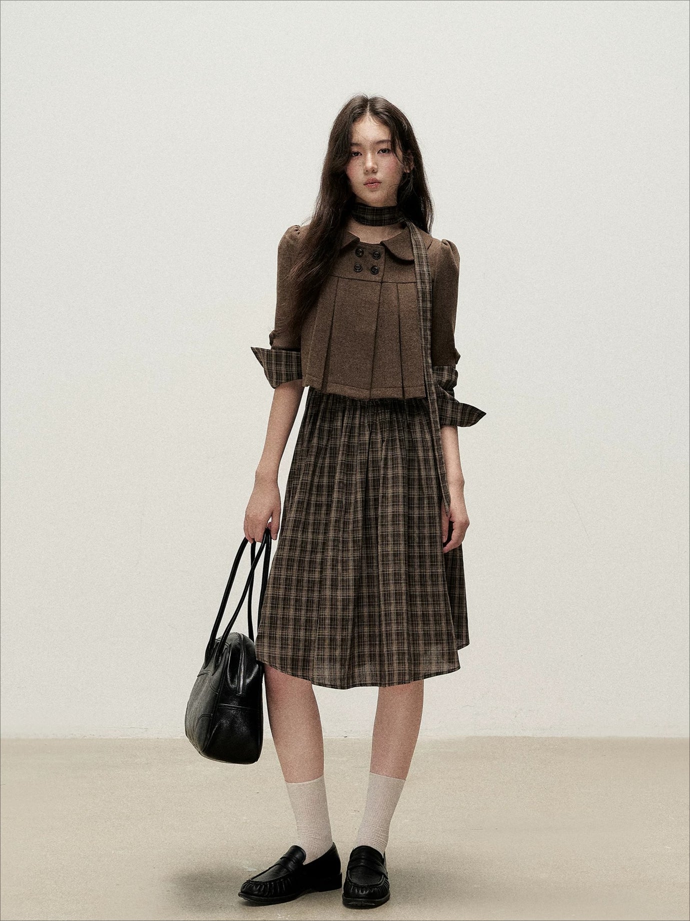Plaid Cowl Dress