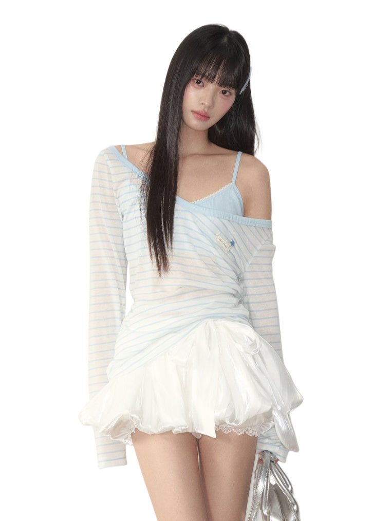 Blue &amp; Pink Striped Cover-Up &amp; Cami Set