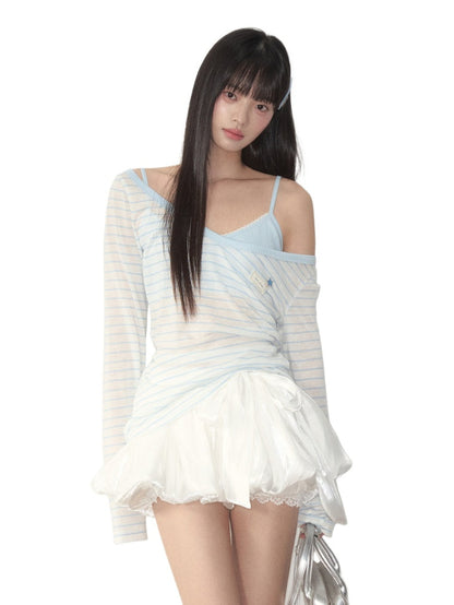 Blue &amp; Pink Striped Cover-Up &amp; Cami Set
