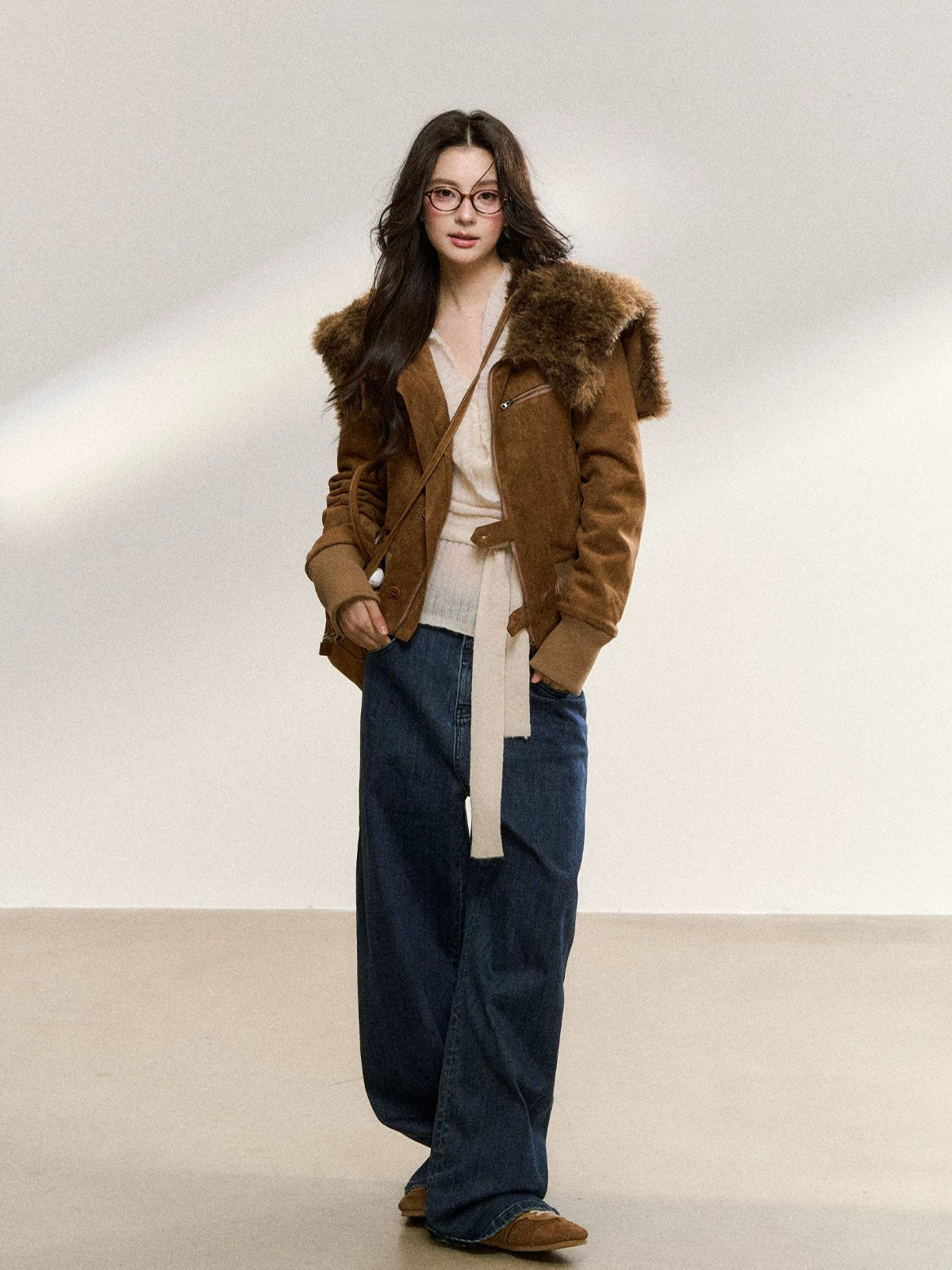 Fur Collar Suede Jacket