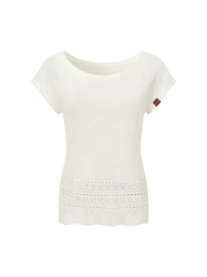 Asymmetry Linen Knit Tee