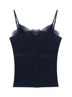 White And Blue Lace Trim Tank
