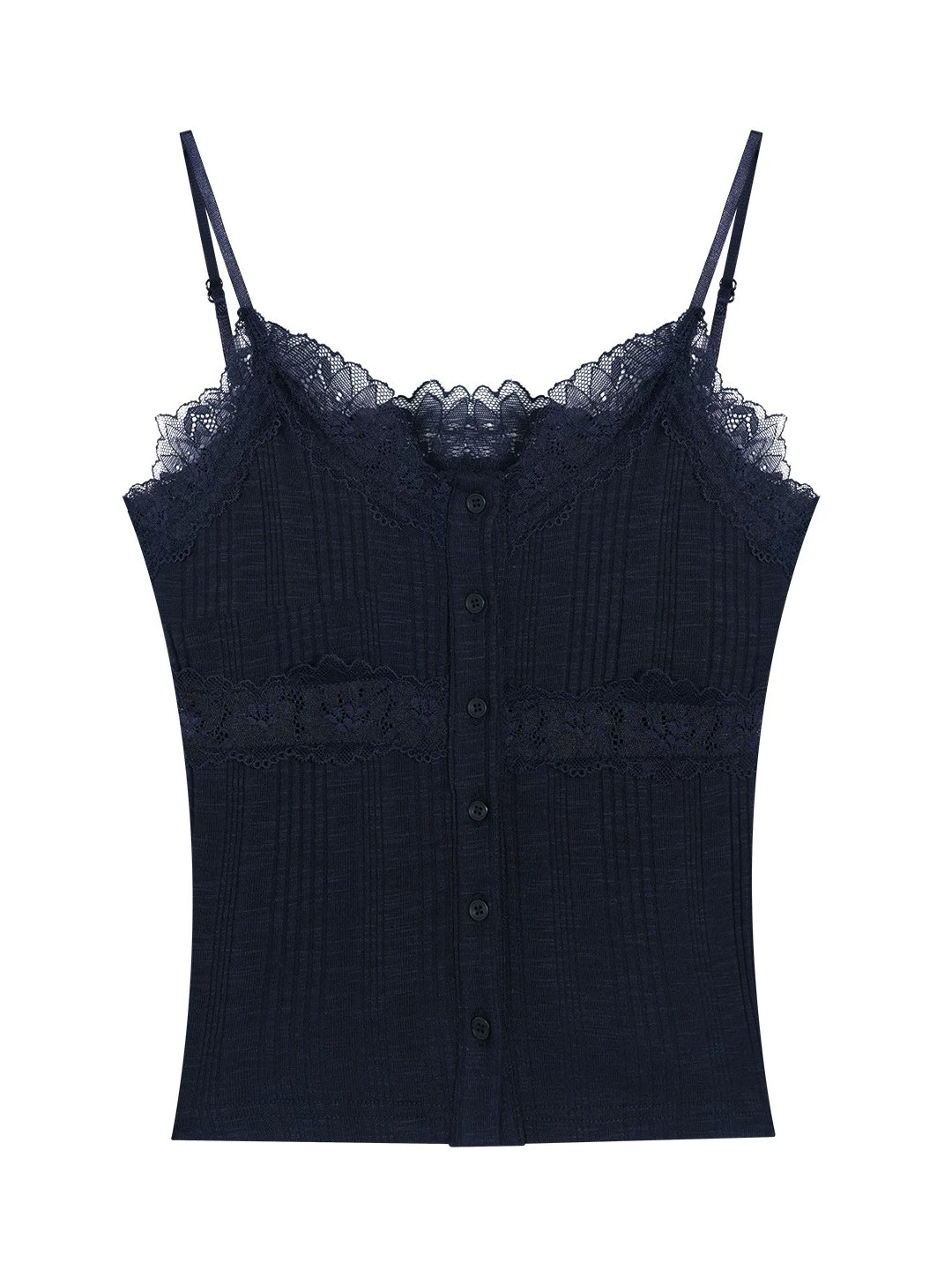 White And Blue Lace Trim Tank