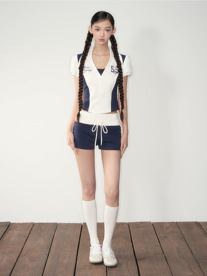 White Jersey-Style Polo &amp; Shorts Set