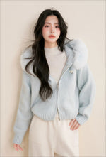 Fur Collar Knit Cardigan