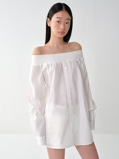 One-Shoulder Mid-Length Shirt Dress